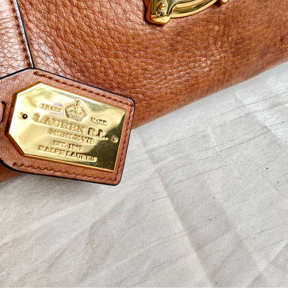Vintage Ralph Lauren Caramel handbag old money gold hardware - Picture 3 of 14